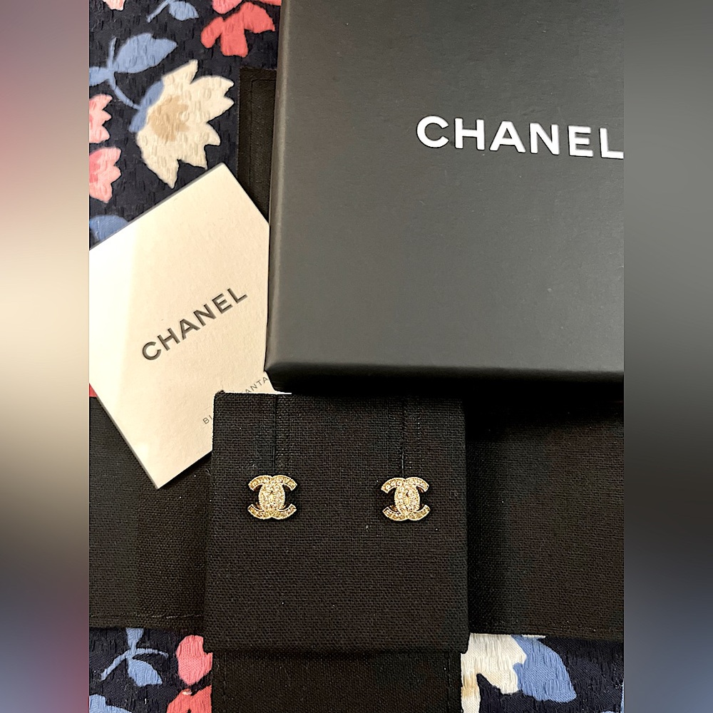 Authentic Chanel Stud Earrings with Box